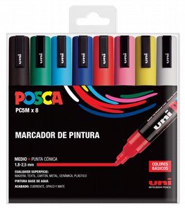 POSCA 3M טושים אקריליים פוסקה 8 צבעים בסיסיים POSCA 3M טושים אקריליים פוסקה 8 צבעים בסיסיים