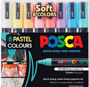 POSCA 5M טושים אקריליים פוסקה 8 צבעים בסיסיים POSCA 5M טושים אקריליים פוסקה 8 צבעים בסיסיים