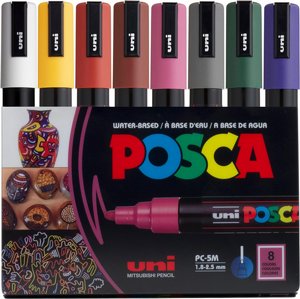 POSCA 5M טושים אקריליים פוסקה 8 צבעים כהים POSCA 5M טושים אקריליים פוסקה 8 צבעים כהים