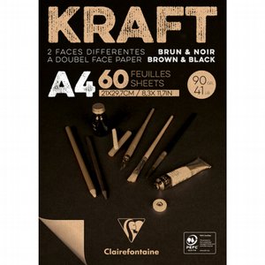 Brown & Black laid kraft 90g A4 60sh pad- בלוק קראפט Brown & Black laid kraft 90g A4 60sh pad- בלוק קראפט