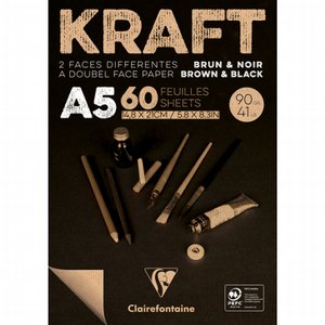 Brown & Black laid kraft 90g A5 60sh pad- בלוק קראפט Brown & Black laid kraft 90g A5 60sh pad- בלוק קראפט