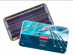 Derwent Inktense עפרונות צבעוניים דיו 24 צבעים Derwent Inktense עפרונות צבעוניים דיו 24 צבעים