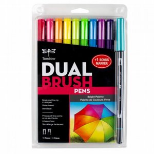 Dual Brush Pen Art Markers, Bright, 10-Pack + Free Dual Brush Pen Dual Brush Pen Art Markers, Bright, 10-Pack + Free Dual Brush Pen