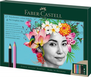 Faber Castell Polychromos מארז עפרונות צבעוניים ועפרונות שרטוט 32+6 Faber Castell Polychromos מארז עפרונות צבעוניים ועפרונות שרטוט 32+6