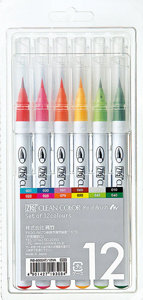 zig clean color real brush טוש מכחול זיג על בסיס מים סט 12 צבעים zig clean color real brush טוש מכחול זיג על בסיס מים סט 12 צבעים