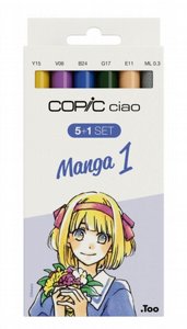 סט 5 טושים + ליינר קופיק בגווני מנגה 1 -Copic Ciao סט 5 טושים + ליינר קופיק בגווני מנגה 1 -Copic Ciao