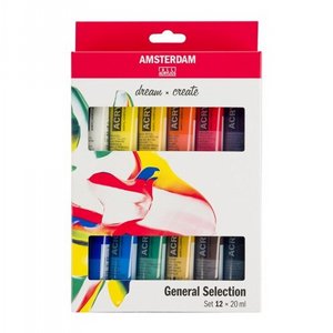 סט 12 צבעי אקריליק AMSTERDAM טאלנס סט 12 צבעי אקריליק AMSTERDAM טאלנס