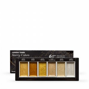 סט צבעי מים מתכתי 6 גוונים kuretake gansai tambi watercolor set 6 colors starry סט צבעי מים מתכתי 6 גוונים kuretake gansai tambi watercolor set 6 colors starry