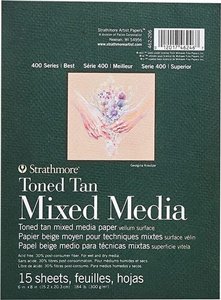 בלוק רישום Strathmore Mixed Media Toned Tan, גודל A5 בלוק רישום Strathmore Mixed Media Toned Tan, גודל A5