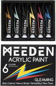 סט 6 צבעי אקריליק נצנצים 22 מ'ל- מבית MEEDEN סט 6 צבעי אקריליק נצנצים 22 מ'ל- מבית MEEDEN
