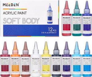 MEEDEN SOFT BODY ACRYLIC צבע אקריליק נוזלי זמין ב-37 צבעים, בקבוק 250 מ'ל MEEDEN SOFT BODY ACRYLIC צבע אקריליק נוזלי זמין ב-37 צבעים, בקבוק 250 מ'ל