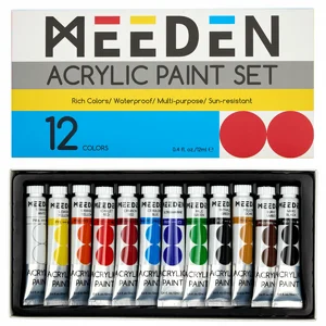 MEEDEN אקריליק 12 צבעים בסיסיים 22 מ"ל MEEDEN אקריליק 12 צבעים בסיסיים 22 מ"ל