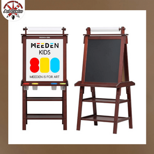 ערכת כן ציור דו-צדדי לילדים מעץ אורן מלא מבית MEEDEN, כוללת 77 חלקים – צבע אגוז (Walnut ערכת כן ציור דו-צדדי לילדים מעץ אורן מלא מבית MEEDEN, כוללת 77 חלקים – צבע אגוז (Walnut